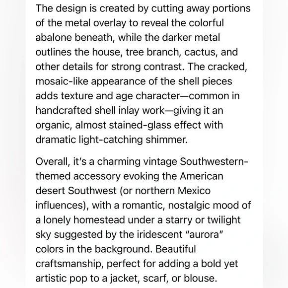 Vintage Sterling Silver Iridescent Abalone Shell Inlay Desert Scene Brooch 12.3g - Picture 12 of 15